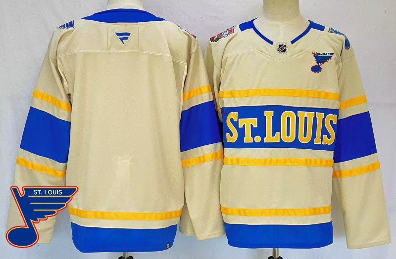 Men St.Louis Blues Blank Cream Fanatics 2025 NHL Jersey style 3